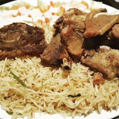Goat Chops Over Rice