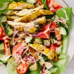 Super Greek Salad Topped With Shawarma